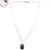 Collier Sierra en acier inoxydable argenté et une pierre naturelle agate en pendentif