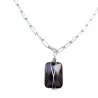 Collier Sierra en acier inoxydable argenté et une pierre naturelle agate en pendentif