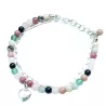 Le Bracelet Mimi, en argent, un bracelet chakra double rang avec pierres naturelles et coeur en argent