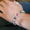 Le Bracelet Mimi, en argent, un bracelet chakra double rang avec pierres naturelles et coeur en argent