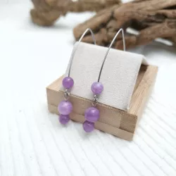 Boucles d'oreilles grands crochets lilas