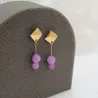 Boucles d’oreilles Mélia en acier inoxydable doré avec perle de calcédoine