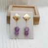 Boucles d’oreilles Mélia en acier inoxydable doré avec perle de calcédoine