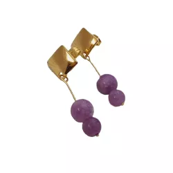 Boucles d’oreilles Mélia en acier inoxydable doré avec perle de calcédoine