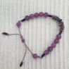 Bracelet fil Lilas en calcédoine lilas et hématites, ajustable