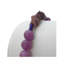 bracelet fil lilas avec calcedoine et hématites fabriqué à la main