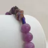 Bracelet fil Lilas en calcédoine lilas et hématites, ajustable