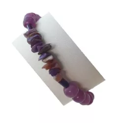 Bracelet fil Lilas en calcédoine lilas et hématites, ajustable