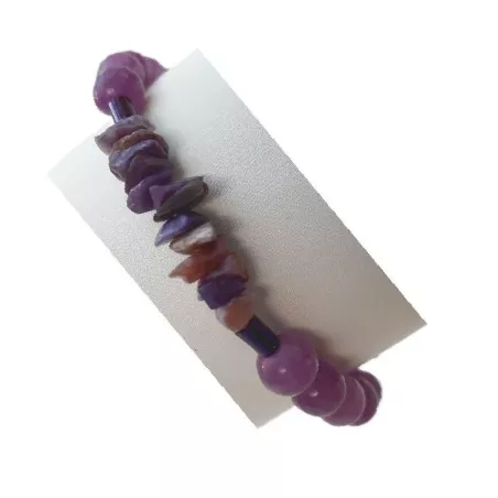 Bracelet fil Lilas en calcédoine lilas et hématites, ajustable