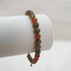 Bracelet fil en agate dragon et unakite, perles 6mm, ajustable