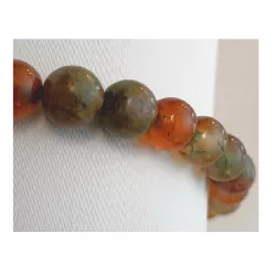 Bracelet fil en agate dragon et unakite, perles 6mm, ajustable