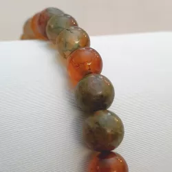 Bracelet fil en agate dragon et unakite, perles 6mm, ajustable