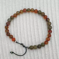 Bracelet fil en agate dragon et unakite, perles 6mm, ajustable