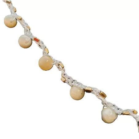 Collier crocheté en calcédoine et hématite dorée, acier inoxydable