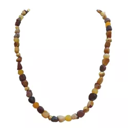 Collier en pierres naturelles avec œil de tigre, agate fissurée et hématite dorée – Bouly&Cailloux