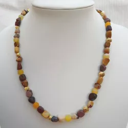 Collier en pierres naturelles avec œil de tigre, agate fissurée et hématite dorée – Bouly&Cailloux