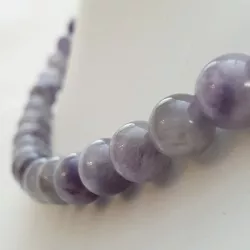 Collier tour de cou en améthyste, perles rondes 8mm sur câble en acier inoxydable