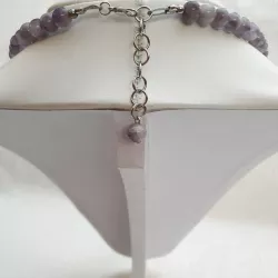 Collier tour de cou en améthyste, perles rondes 8mm sur câble en acier inoxydable