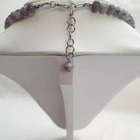 Collier tour de cou en améthyste, perles rondes 8mm sur câble en acier inoxydable – Bouly&Cailloux