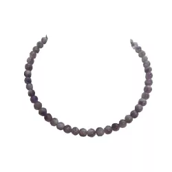 Collier tour de cou en améthyste, perles rondes 8mm sur câble en acier inoxydable – Bouly&Cailloux
