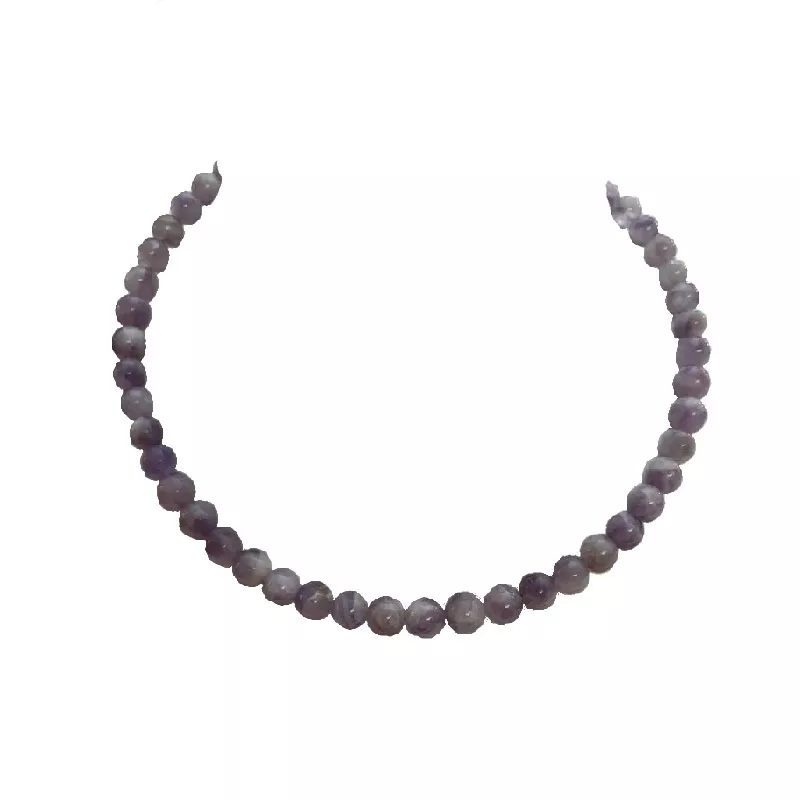 Collier tour de cou en améthyste, perles rondes 8mm sur câble en acier inoxydable – Bouly&Cailloux