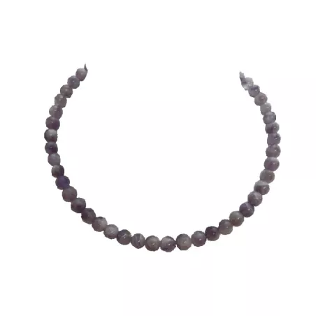Collier tour de cou en améthyste, perles rondes 8mm sur câble en acier inoxydable – Bouly&Cailloux