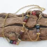 Collier doré avec strass et perles agates rouges et vertes – Bouly&Cailloux