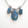 Collier goutte d’eau en apatite bleue avec strass et pendants