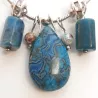 Collier goutte d’eau en apatite bleue avec strass et pendants