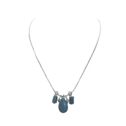 Collier goutte d’eau en apatite bleue avec strass et pendants
