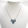 Collier goutte d’eau en apatite bleue avec strass et pendants