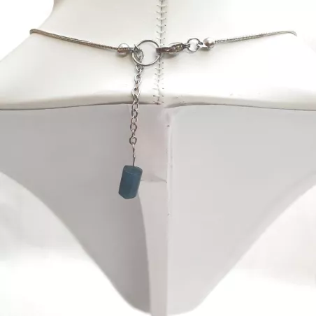 Collier goutte d’eau en apatite bleue avec strass et pendants