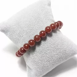 Bracelet en cornaline 8mm et perle acier doré