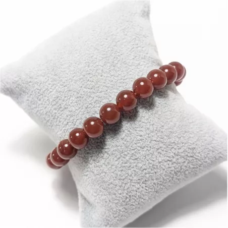 Bracelet en cornaline 8mm et perle acier doré