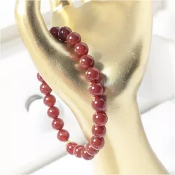Bracelet en cornaline 8mm et perle acier doré