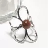 Bague fleur argentée avec pierre naturelle – Bouly&Cailloux