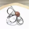 Bague fleur argentée avec pierre naturelle – Bouly&Cailloux