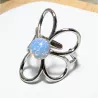 Bague fleur argentée avec pierre naturelle – Bouly&Cailloux