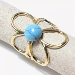 Bague fleur dorée avec pierre naturelle