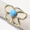 Bague fleur dorée avec pierre naturelle – Bouly&Cailloux