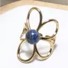 Bague fleur dorée avec pierre naturelle