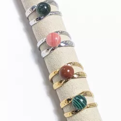 Bague Vibe réglable en acier inoxydable et pierre naturelle – Bijou fait main