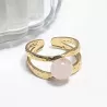 Bague Vibe réglable en acier inoxydable doré et pierre naturelle – Bijou fait main