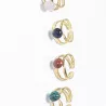 Bague Vibe réglable en acier inoxydable doré et pierre naturelle – Bijou fait main