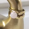 Bague Vibe réglable en acier inoxydable doré et pierre naturelle – Bijou fait main