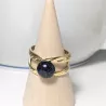 Bague Vibe réglable en acier inoxydable doré et pierre naturelle – Bijou fait main