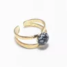 Bague Vibe réglable en acier inoxydable doré et pierre naturelle – Bijou fait main