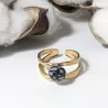 Bague Vibe réglable en acier inoxydable doré et pierre naturelle – Bijou fait main