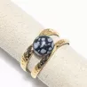 Bague Vibe réglable en acier inoxydable doré et pierre naturelle – Bijou fait main