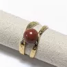 Bague Vibe réglable en acier inoxydable doré et pierre naturelle – Bijou fait main